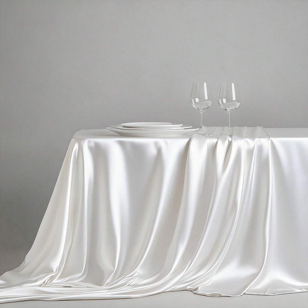 1pc Rectangular/Round Elegant Satin Tablecloth, Luxury Shiny Polyester Tablecloth, Suitable For Wedding, Party, Banquet, Formal Dining, Extra Long Rectangular Tablecloth, Shiny Bridal Banquet Tablecloth, Reception And Party Use, Machine Washable